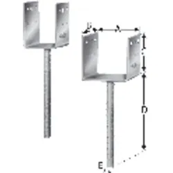Stützenfuß, mit U-Lasche, Stahl feuerverzinkt, PPD 120/90G