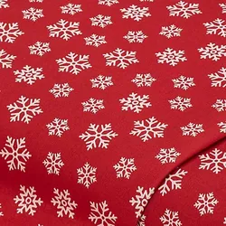 Baumwollstoff Eiskristalle "Sina", rot/weiß