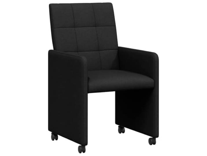KUTYWEXFM 2er Set Esszimmerstühle mit Rollen Stoff Armlehnenstuhl Schwarz Bequeme Küchenstühle & Wohnzimmerstühle mit leichtgängigen Rädern, schmalen Armlehnen und weichem Polsterschaumstoff.