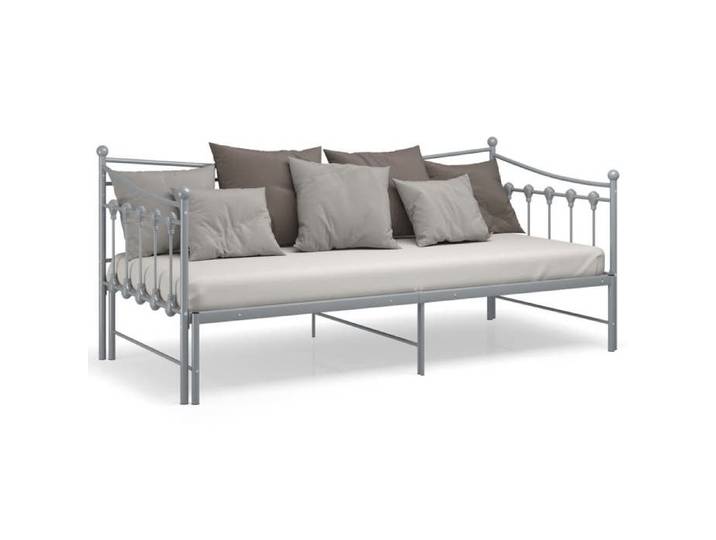 Lit banquette gigogne - RUIGOU- 90x200cm - Métal Cadre de canapé-lit extensible - sans matelas - gris métal 90x200cm @4238955 21del