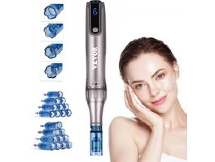 VEVOR Stylo de Microneedling Visage M8S, Stylo Derma Électrique avec 20 Aiguilles Anti-reflux, Appareil de Beauté Professionnel à 6 Vitesses Variables, Longueur d'Aiguille Réglable 0-2,5 mm, Écran LCD