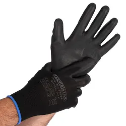 HYGOSTAR Feinstrickhandschuhe mit 1/4 PU-Beschichtung Gr. M Schwarz 12 Paar