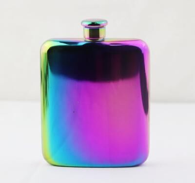 Modern Mode Marketplace Portable Stainless Steel Flask For Whiskey And Spirits purple