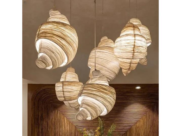 Luminaires suspendus créatifs en forme de coquille, design simple, LED, lampes artisanales tricotées à la main pour la décoration de restaurant et de maison, lustre