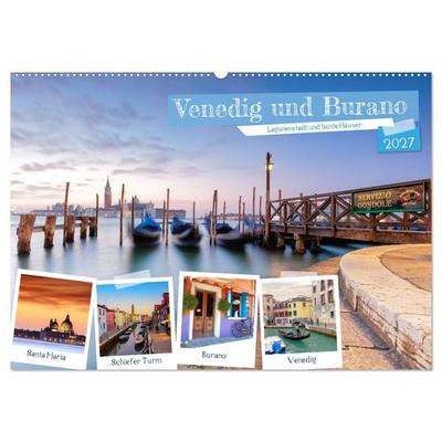 Venedig und Burano - Lagunenstadt und bunte Häuser (Wandkalender 2027 DIN A2 quer), CALVENDO Monatskalender