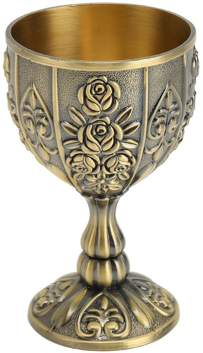 Dailygoods Vintage Wijnbeker met Reliëf Bloempatroon in Zinklegering