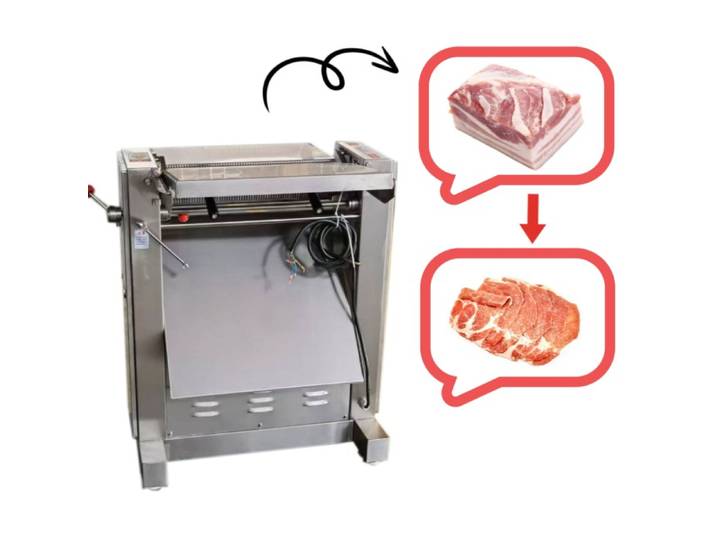 Machine à découper la viande de bœuf automatique, trancheuse à viande de porc personnalisée, machine à peler la viande, trancheuse à viande longue coupe, prix usine, meilleur choix alimentaire