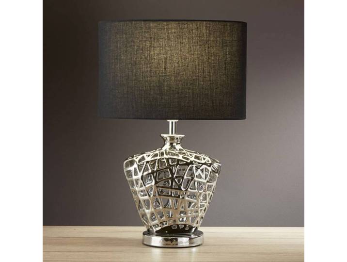 Searchlight Tischlampe Network, schwarz, für Wohn- / Esszimmer, Textil / Stoff / Seide, Modern, Tischlampe