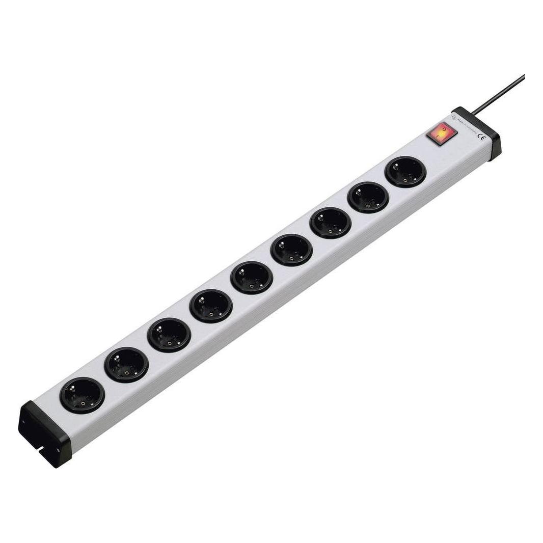 Ehmann 0201x00092301 Steckdosenleiste mit Schalter 9fach Grau Schutzkontakt 1St. (9x, CEE 7/4, 1.50 m) (0201x00092301)