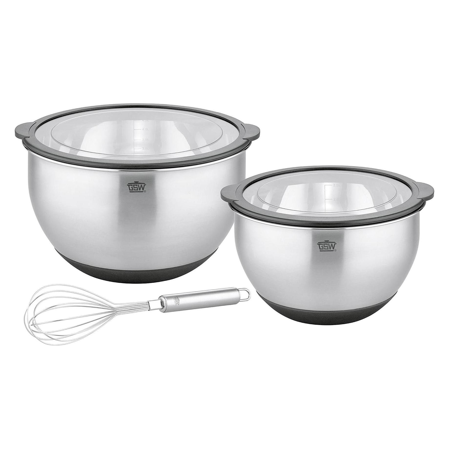GSW Küchenschüssel PRIMO 3-teilig 24 cm + 20 cm + Gratis-Schneebesen (24 cm, 11.18 l, 3x) (43680074)
