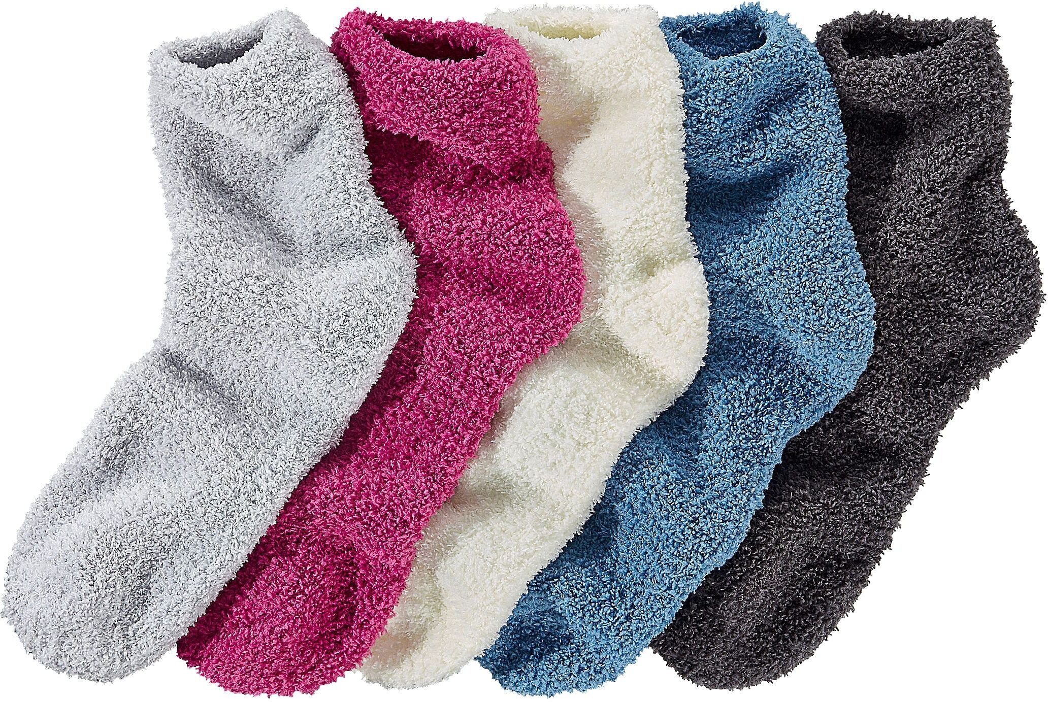 Kuschelsocken LAVANA, Damen, Gr. 35-38, grau (silbergrau meliert, ecru, pink, blau, anthrazit), Elasthan, Polyester, unifarben, elastisch, Socken Kuschelsocken, ideal als Bettsocken, Topseller