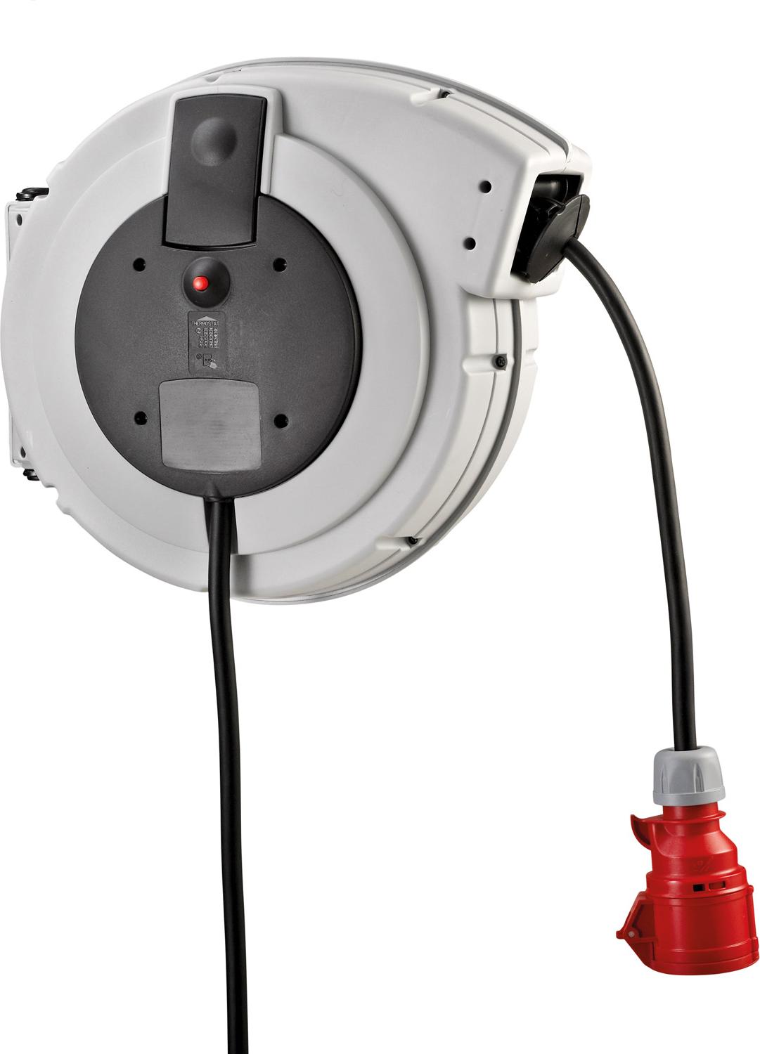 Hedi Schwenkbare Elektro Federzugtrommel Kabel 15m 3G2,5, grau Stromkabel