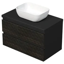 SAT Cube Way Badezimmerschrank Mit Abdeckplatte 80x47,5x46 cm braun matt CUBE3D46802ZHKD