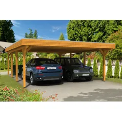 Skan Holz Spessart Doppelcarport ohne Abstellraum Gr.2 611x846cm eiche hell Holzcarport