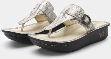 Women's Kennedi Thong Adjustable Slide Sandal by Alegria in Silver (Size 40 M)
