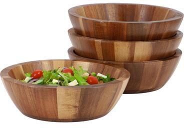 MegaChef 4 Piece Acacia Wood 7 Inch Bowl Set