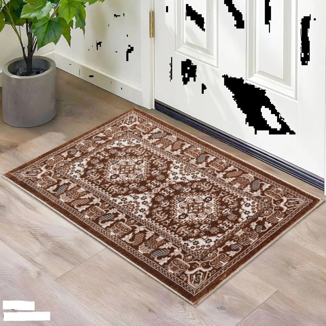 Langley Street Floral Doormat Beige 80cm W x 150cm L
