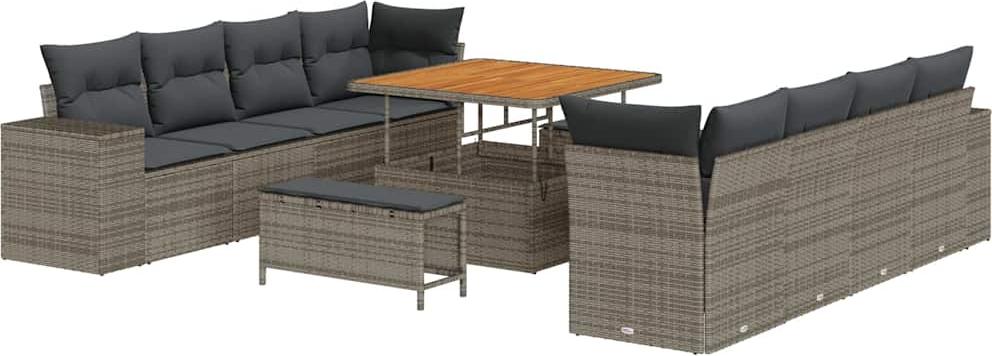 vidaXL Gartensofa-set Grau Poly-Rattan