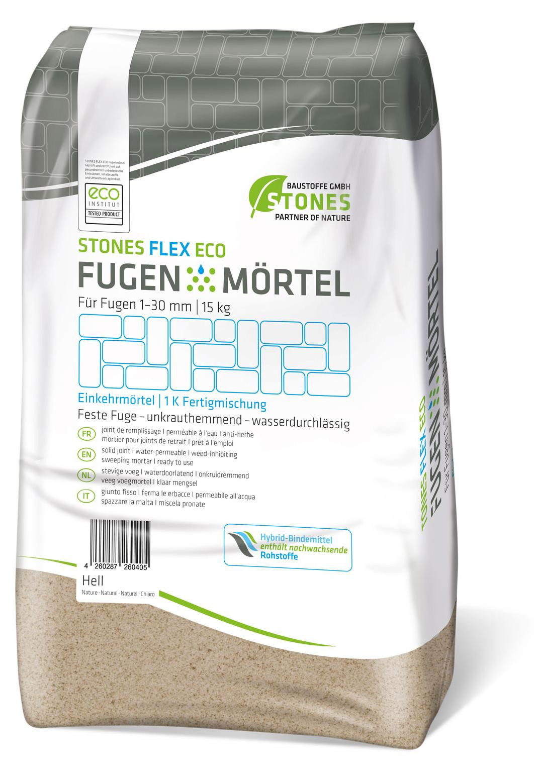 Stones FLEX ECO voegmortel 1-30M, 15 kg, lichtgrijs