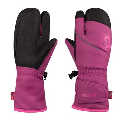 Skihandschuhe TROLLKIDS "KIDS TROLL 3 FINGER GLOVE", Mädchen, Gr. 6 (11Y/12Y), bright berry, light magenta, Obermaterial: 100% Polyester. Futter: 100% Polyester. Wattierung: 100% Polyester, Handschuhe, Dreifinger-Design, mit Wattierung