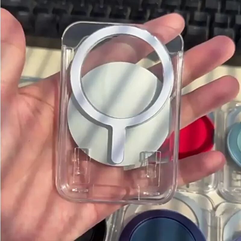 INF Portefeuille MagSafe transparent pour iPhone 12-16 avec support rotatif
