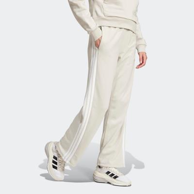 Sporthose ADIDAS SPORTSWEAR "ESSENTIALS 3-STREIFEN OPEN HEM FRENCH TERRY", Damen, Gr. M, N-Gr, grau (wonder alumina, weiß, normal, gr.), Obermaterial: 55% Baumwolle, 36% Polyester, 9% Viskose, Hosen Sporthose, Reguläre Passform, aus weichem French...