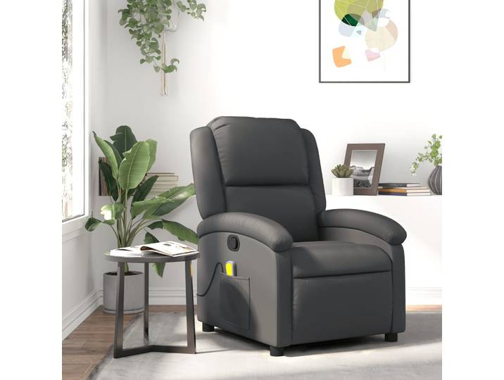 vidaXL Massagesessel Relaxsessel Echtleder Grau
