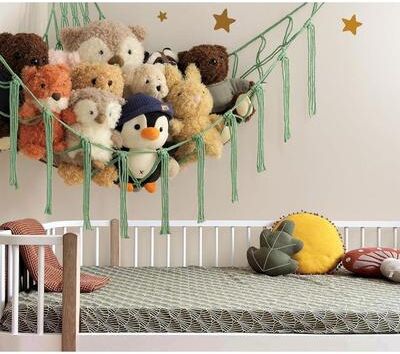 SUSSEXHOME Stuffed Animal Storage Hammock Large Baby Pink