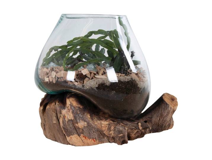 Vase San Marino Waterdrop Transparent/Teakfarben