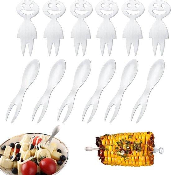 Unyqoos Set van 12 delen Roestvrijstalen barbecue-, salade- en fruitservies