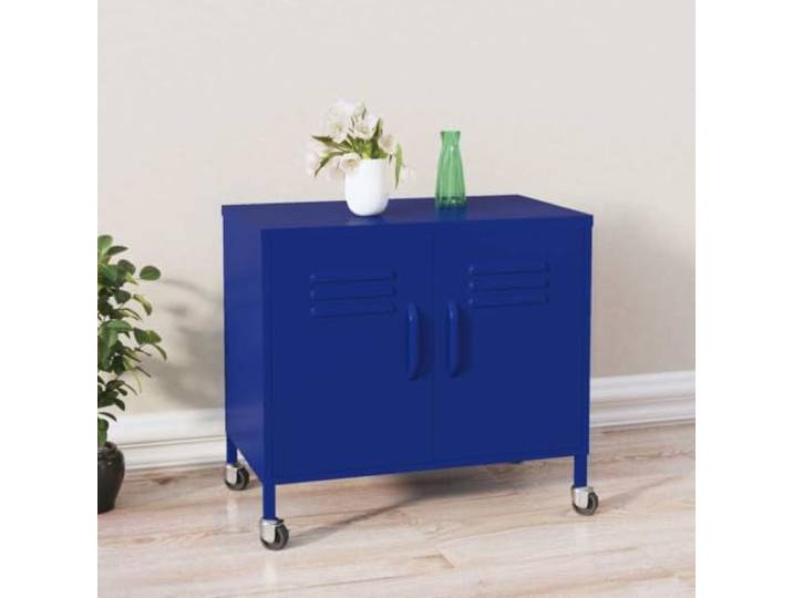 HPUYRFG Lagerschrank Marineblau 60x35x56 cm Stahl mit Rollen Stahlkonstruktion, verstellbarer Boden, vier Rollen mit Bremsen, feucht abwischbar, platzsparend