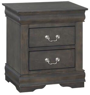 Benzara Traditional Style Wooden Nightstand with Two Drawers and Metal Handles, Dark Gray