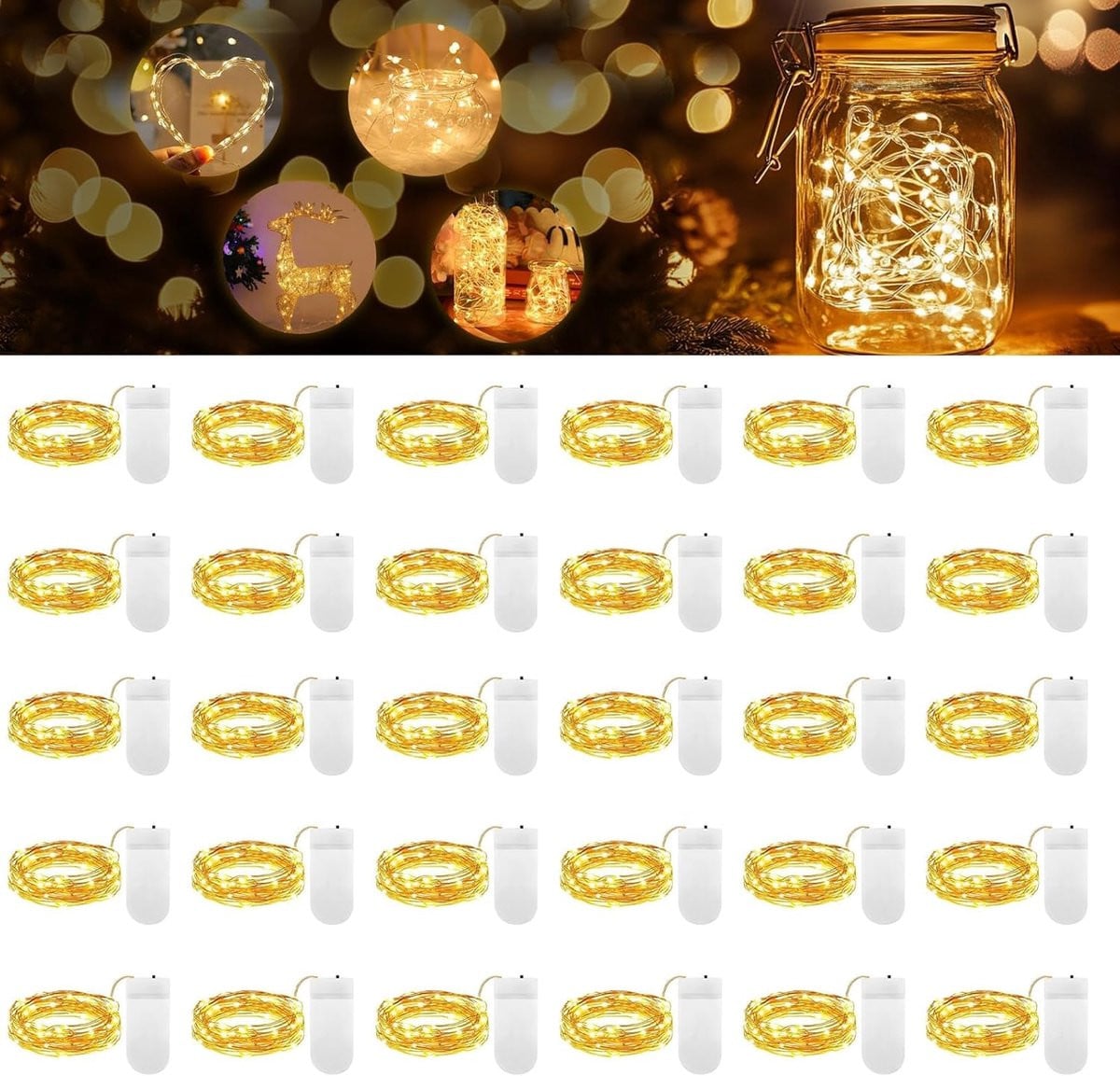 DWDHYEAN Led-mini-lichtketting warmwit op batterijen voor decoratie en kerstmis