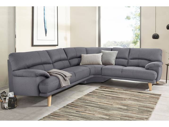 Polsterecke TRENDMANUFAKTUR Cecilia, italienisches Designsprache, modern und komfortabel, L-Form , grau (hellgrau), B:280cm H:87cm T:240cm, Sofas, toller Sitzkomfort und bequeme Armlehnen