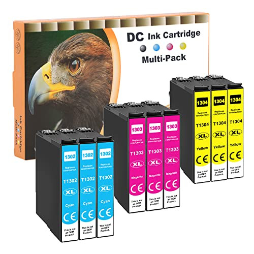D&C Inktpatronen compatibel voor Epson 13XL T1302 T1303 T1304 voor Stylus BX-525WD BX-535WD BX-625FWD BX-630FW BX-635FWD BX-935FWD SX-525WD SX-620FW Workforce 525WD 630 (9 stuks)