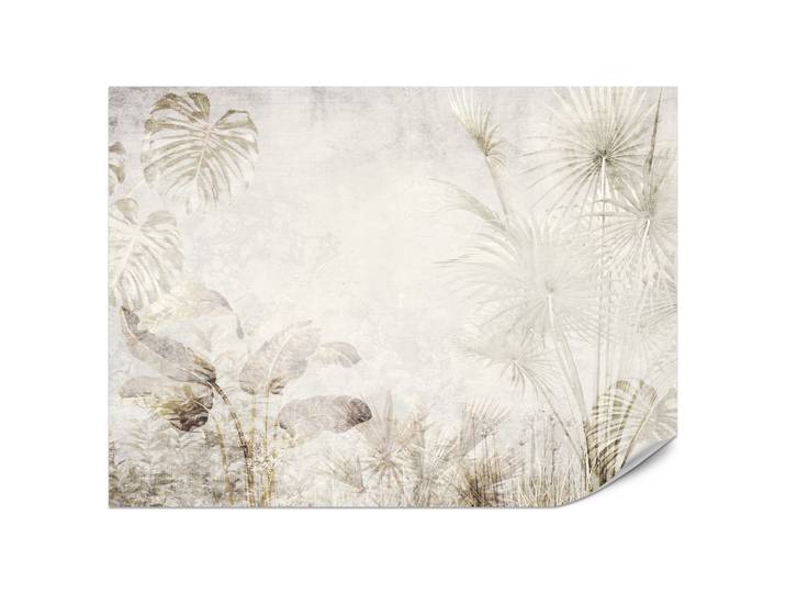 FOTOTAPETE für Wohnzimmer Tropisch Vintage Palmenblätter Beton 200x140