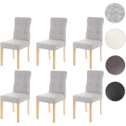 6er-Set Esszimmerstuhl HWC-E58, Stuhl Essstühle ~ Stoff/Textil grau, helle Beine