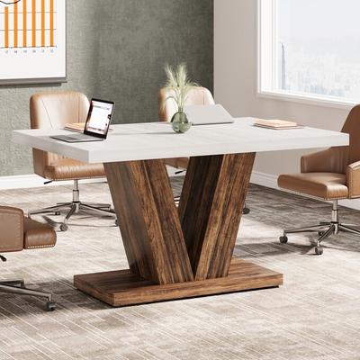 BLUEBELL 47-Inch Wooden Executive Desk with Heavy Duty Pedestal, Farmhouse Office Computer Desk for Home Office