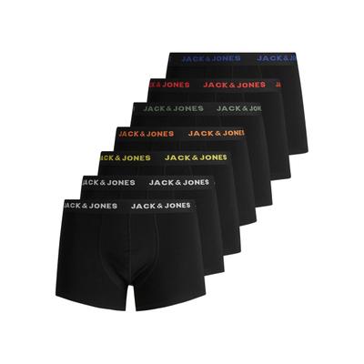 Trunk JACK & JONES JUNIOR "JACBASIC elastisch und bequem im 7er Pack", Jungen, Gr. 128, 7 Stk., Jersey, schwarz, Jersey, Obermaterial: 95% Baumwolle, 5% Elasthan, unifarben, eng, Unterhosen, unifarben, modisch, eng, Jersey