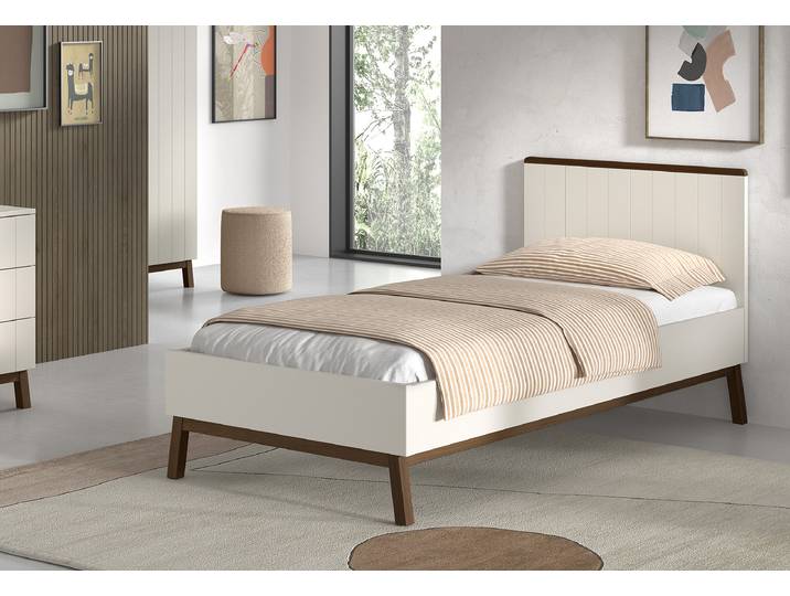 Lit simple Sezane 90 x 200cm Blanc/Beige