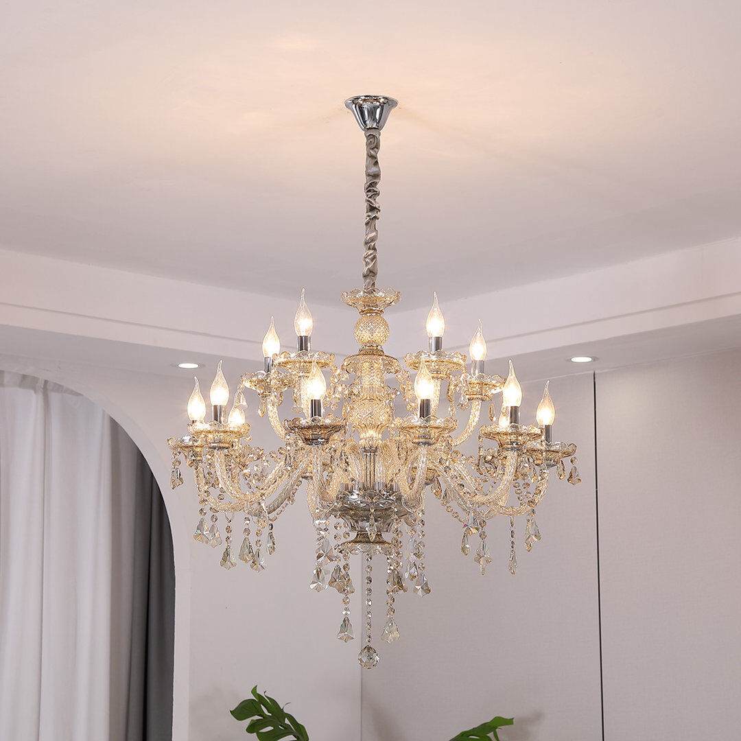 Mercer41 Alessio Crystal Chandelier Chrome 90cm H x 95cm W x 86cm D