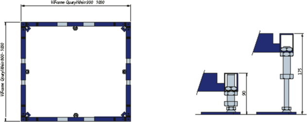 Villeroy und Boch ViFrame Montagerahmen U91412300 Quaryl, mit 2 Mittelfüßen, für Duschwannen bis 100 x 100 cm