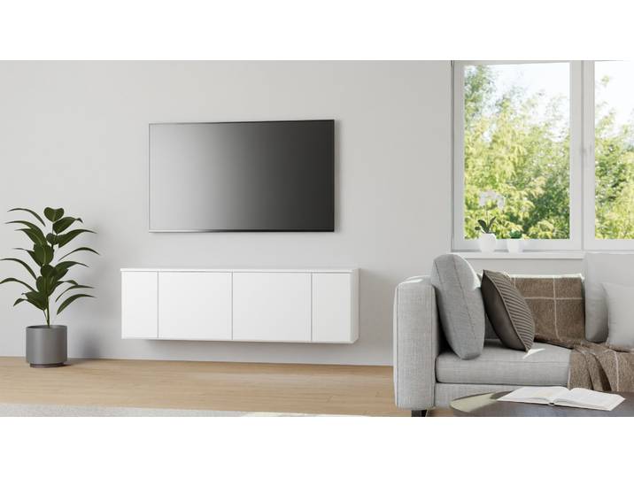 Weißes Hängesideboard nach Maß - Hängeschrank mit vielen Optionen MDF Lackiert Signal­weiß RAL&nbsp;9003