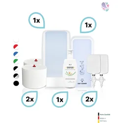 KOMPLETT-SET Toilettenkabine: Toilettenpapierspender + SENSOR Sitzreinigung + Reinigungsschaum + Füllmittel