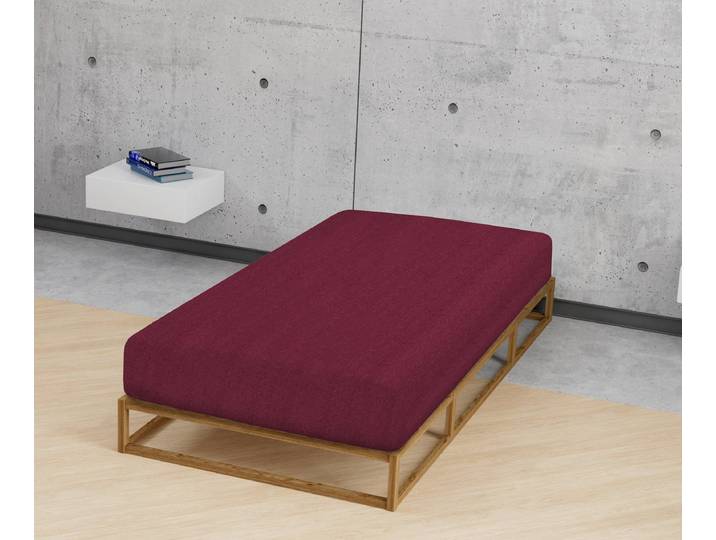 Drap-housse en flanelle de coton Hukan 90-100 x 200 cm Rouge/Rouge bourgogne