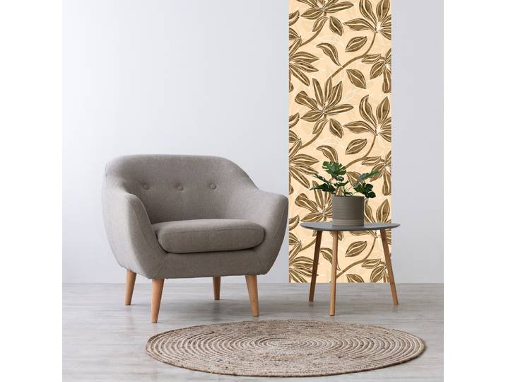 3D-Tapete QUEENCE Blumenranke, selbstklebendes Wandpaneel , beige (braun,beige), B:60m H:250m, Vinyl, Tapeten, 3D-Tapete, 60 x 250 cm Fototapete, Mustertapete, Anbringung ohne Kleister
