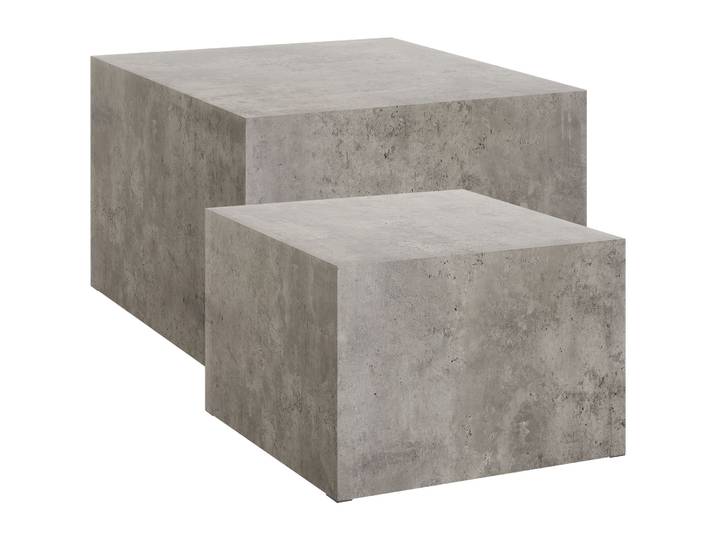 2er-Set Couchtische Lacey, quadratisch, kein Aufbau, MDF - Beton Optik