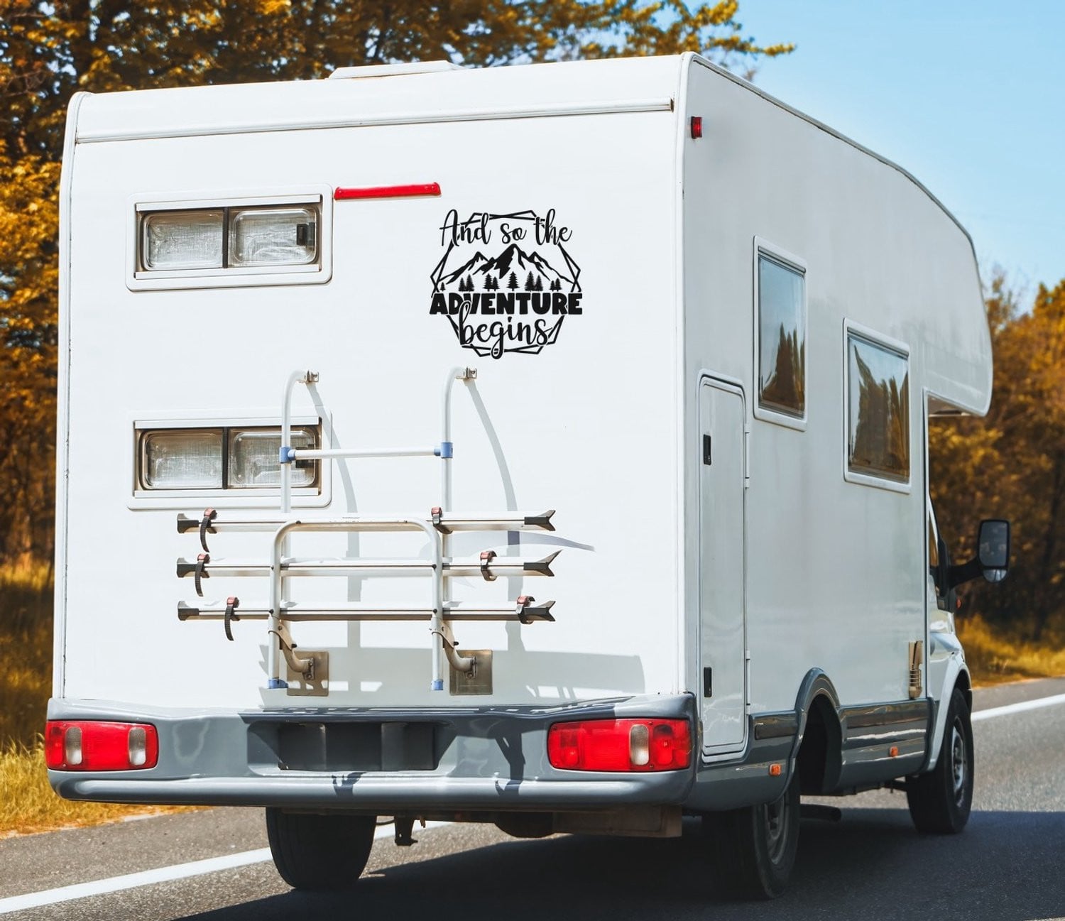 Camper sticker And so the adventure begins - Rood - 30 cm