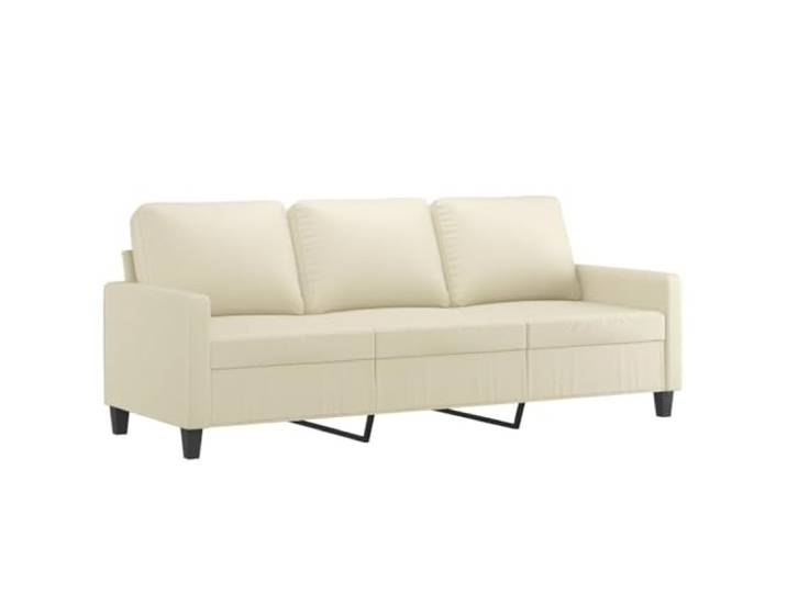 Todiikf 3-Sitzer Sofa Creme Kunstleder Polstersofa mit Metallgestell 198 cm Moderne 3-Sitzer Couch aus pflegeleichtem Kunstleder mit robuster Metallstruktur für Stil und Komfort im Wohnzimmer.