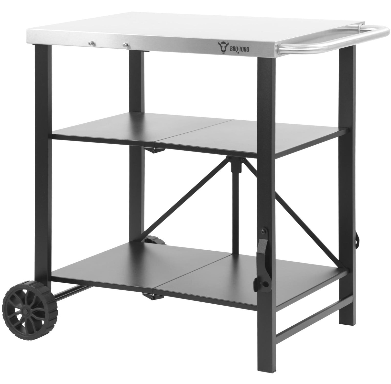 BBQ-Toro inklapbare grillwagen en serveerwagen, zilver/zwart, B/D/H: 60 x 80 x 82 cm